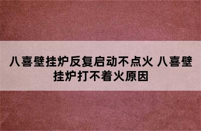 八喜壁挂炉反复启动不点火 八喜壁挂炉打不着火原因